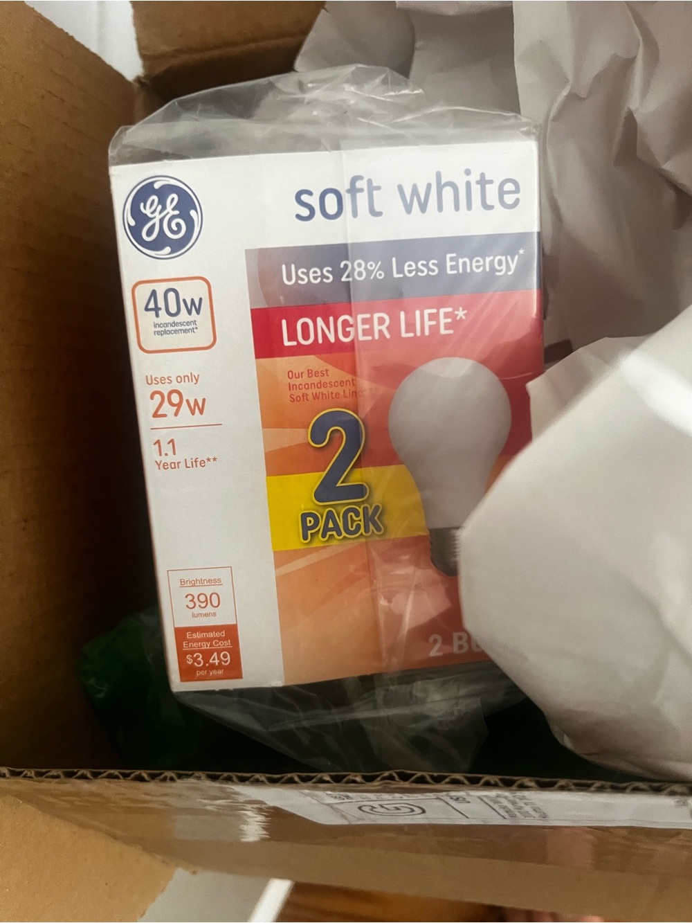 GE - Soft White - 40 W (uses 29 w) - Lumens 430 Light Bulbs - 4 Packs/16 Bulbs